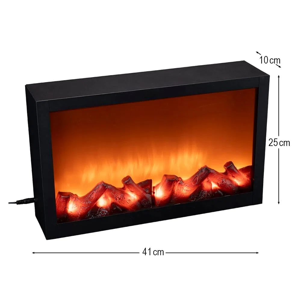 Ideen mit Herz Camino a LED, elettrico, senza riscaldamento, effetto fuoco realistico, 41 x 10 x 25 cm, con funzione timer (6 ore acceso, 18 ore spento)