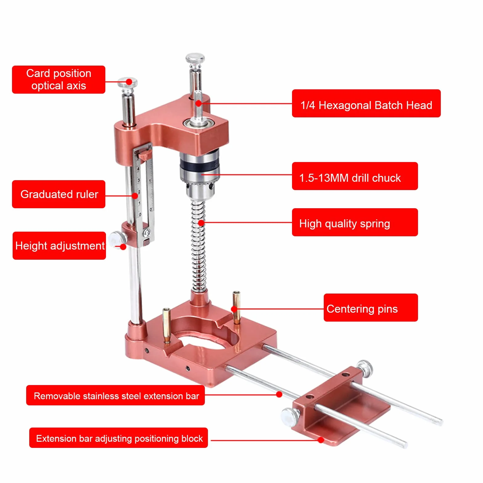 Annodatore con supporto per trapano, guida per segnatrici regolabile, strumento portatile di precisione per la lavorazione del legno, guida per trapano per utensili manuali, set di guida verticale