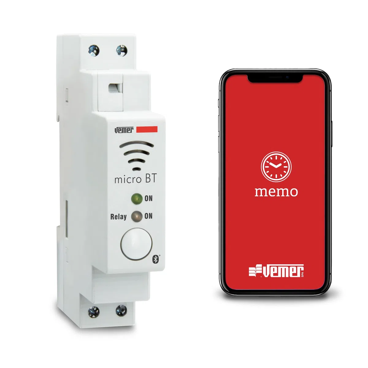 VEMER VE797200 MICRO BT - Interruttore Orario Astronomico con Bluetooth e APP dedicata, Timer da Barra DIN 1 Modulo, Bianco