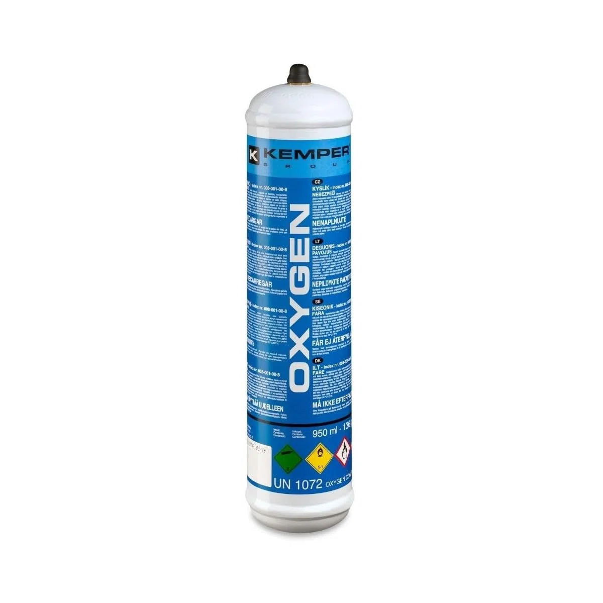 KEMPER - Bottiglia di ossigeno 110 bar Pack x 3 Connessione M10 Saldatura bi-gas monouso 110 litri