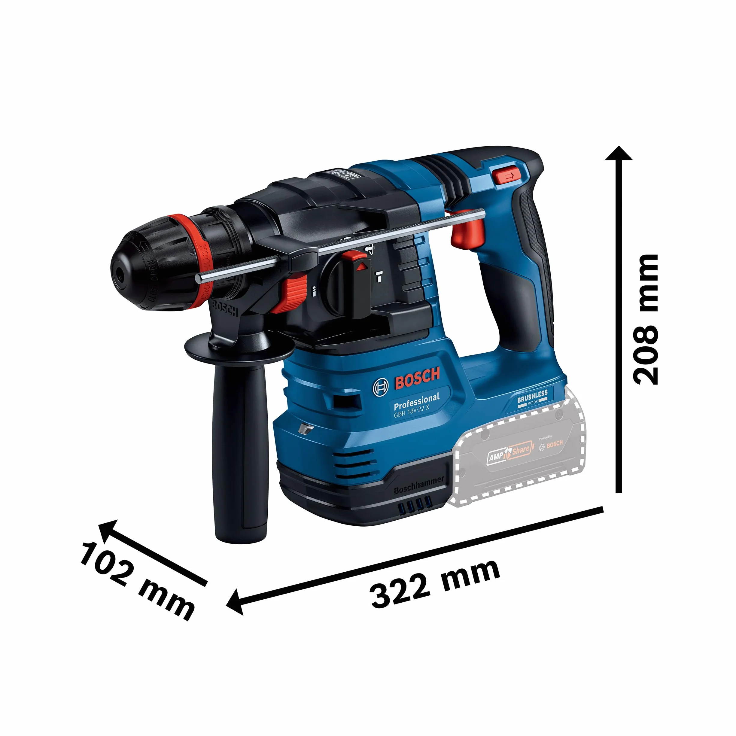 Bosch Professional 18V System Martello perforatore a batteria GBH 18V-22 X