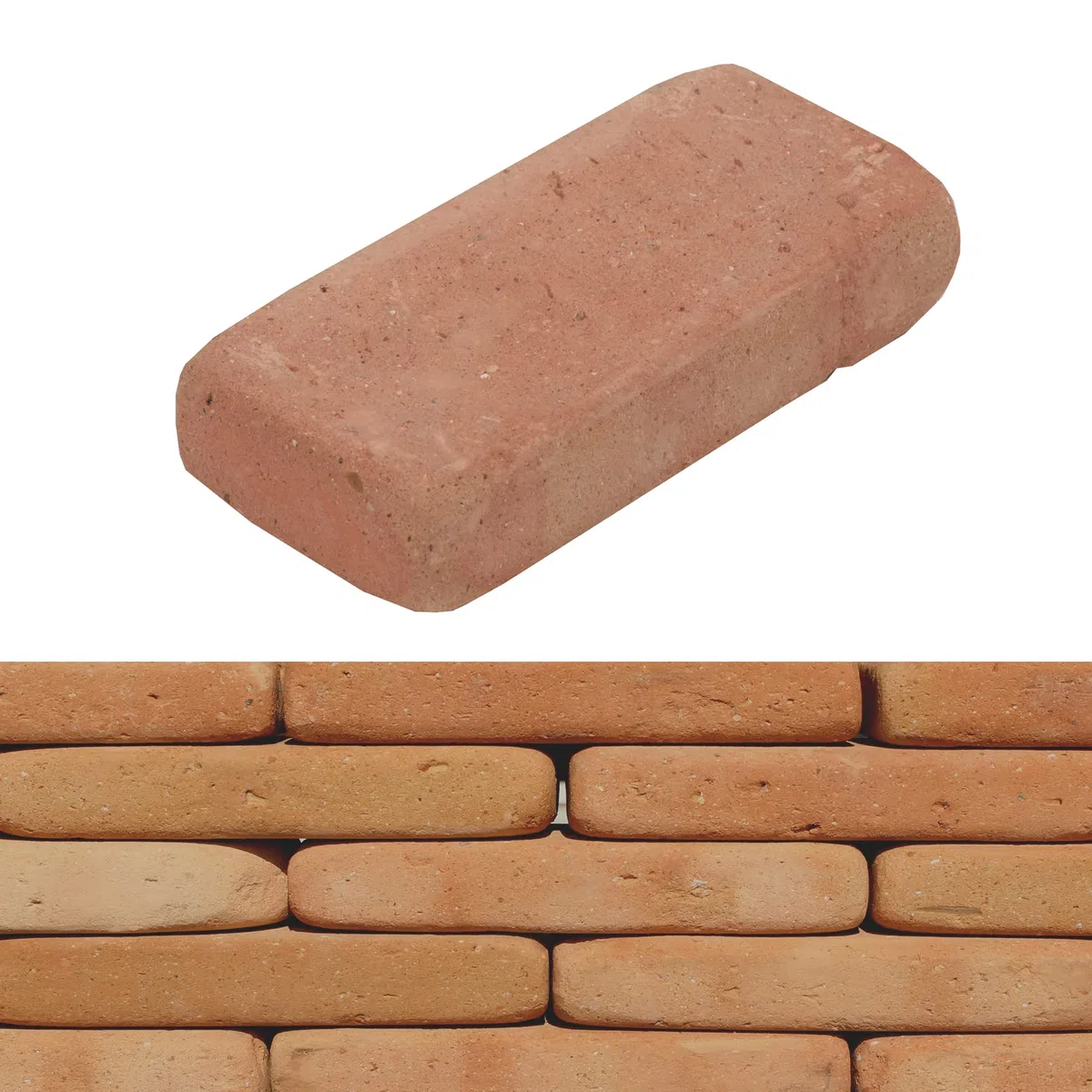 Mattone pieno colore rosso-rosato sfumato 24x12x5,5 cm Archeo Cotto Cusimano - 10 PEZZI