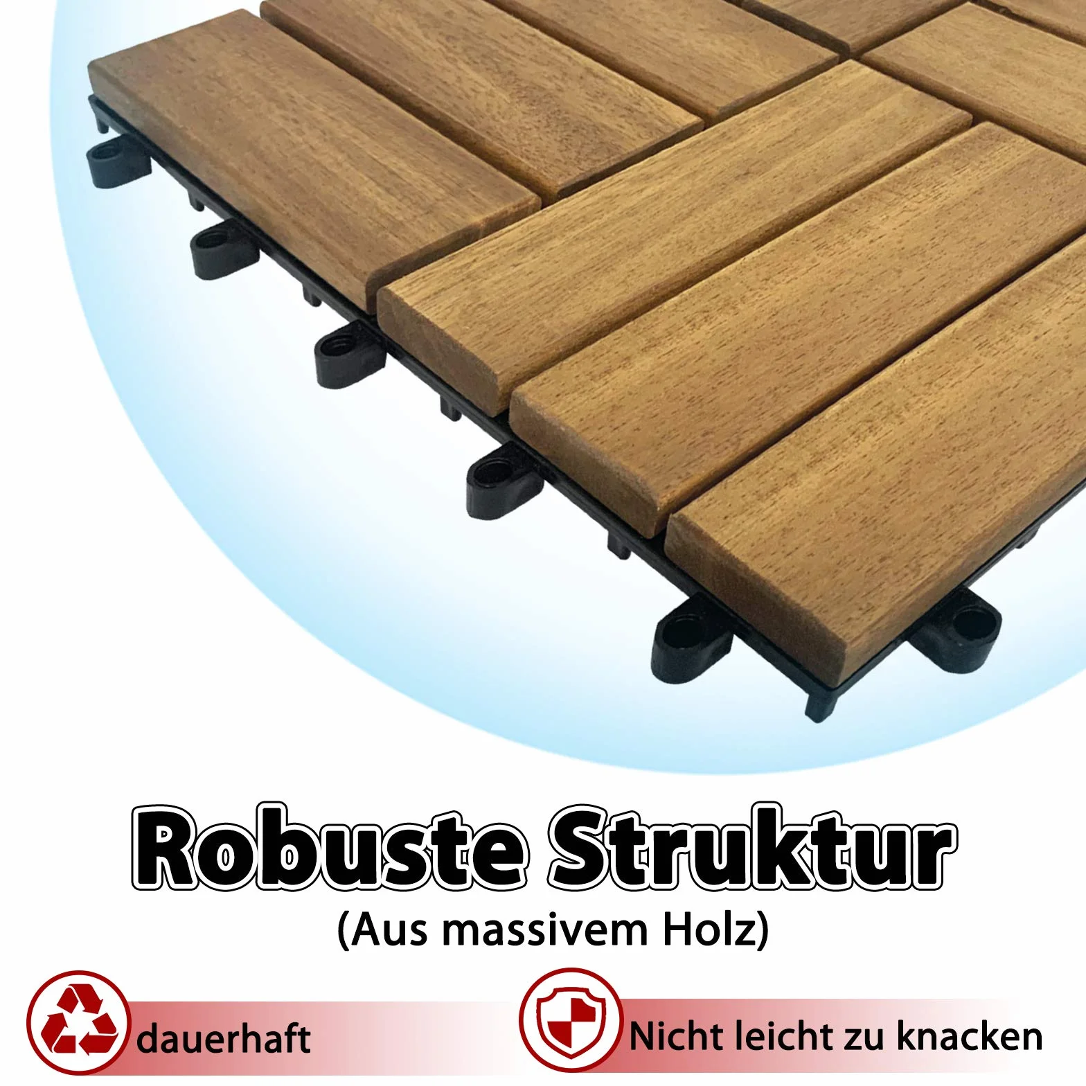 LARS360 12 Venature del Legno Acacia Mattonella Legno Sistema ad Incastro Giardino Piastrelle 30 x 30 cm Balconi, Terrazza Piscina Sauna - Set da 11(1 m²)