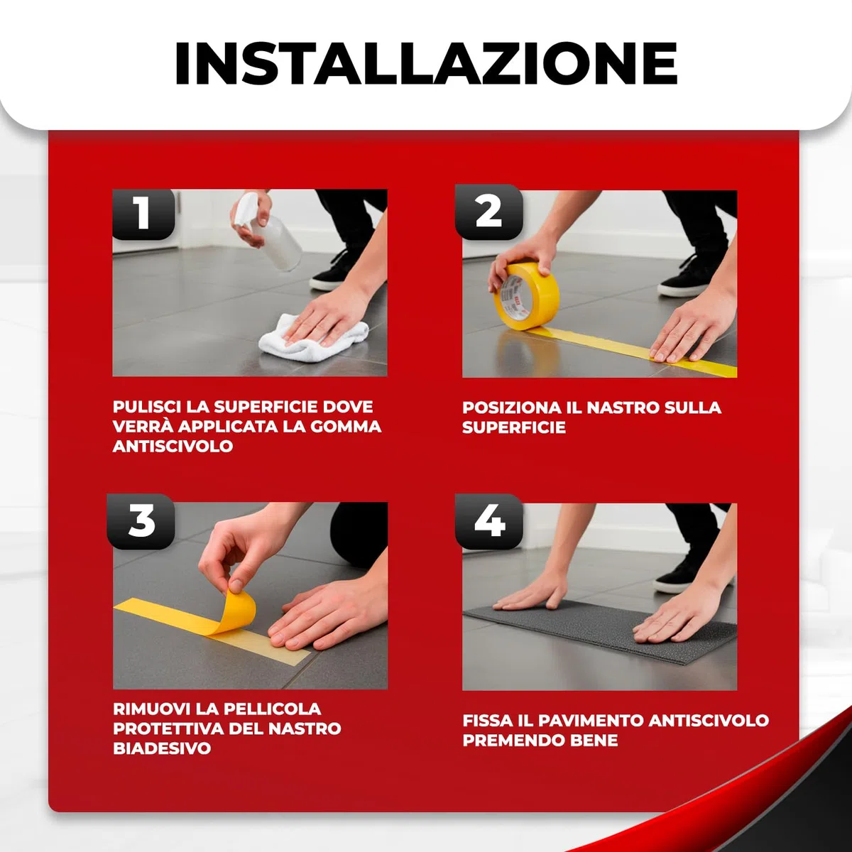 Gomma Antiscivolo | Tappeto Gomma 1m Larghezza x 2m Lunghezza | Pavimento Garage | Tappeto in Gomma | Tappeto Gommato | Rotolo Gomma | Pavimento Palestra | Tappeti | Tappetini in Gomma per Auto | Nero