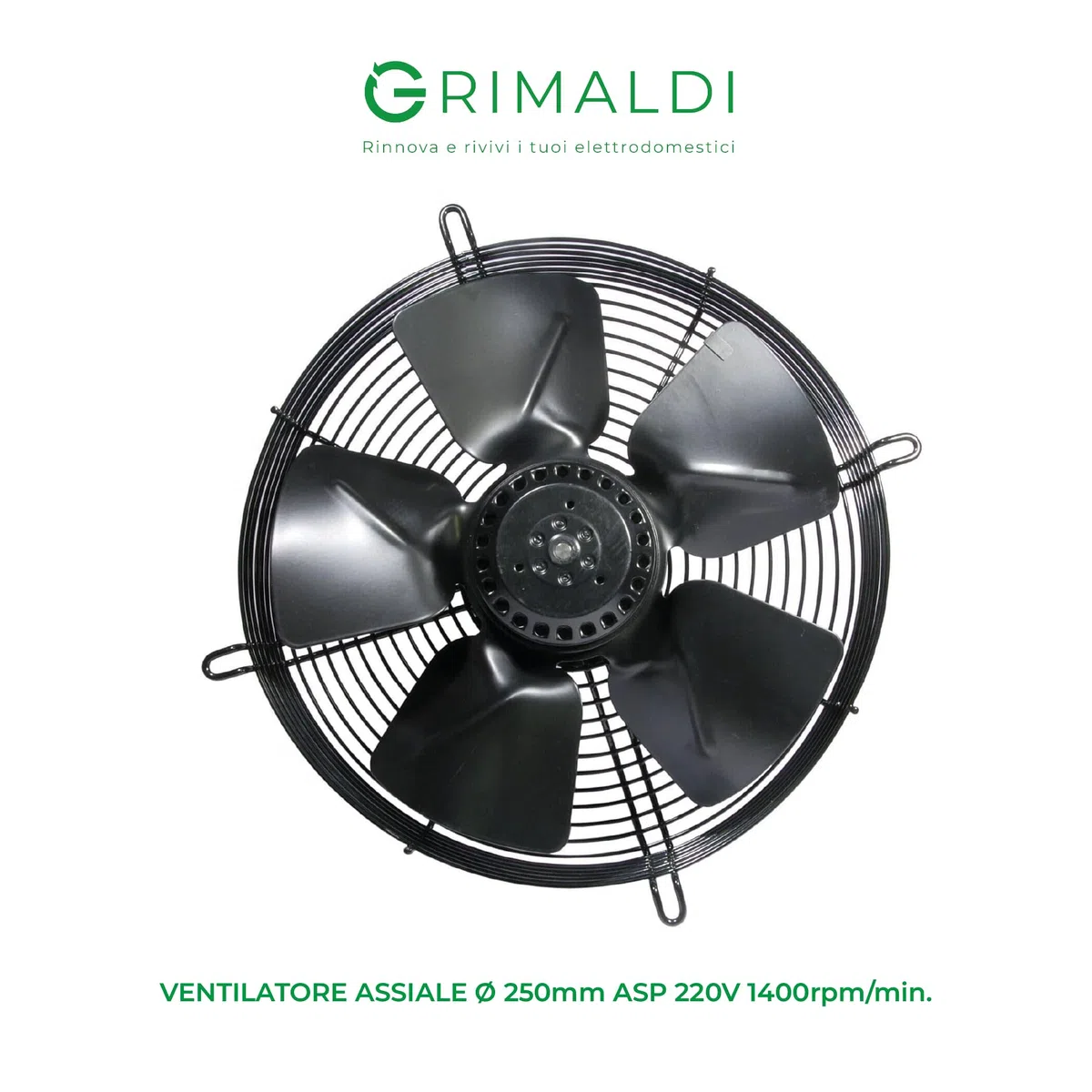 G GRIMALDI Ventilatore Assiale Aspirante Ø 250 mm Compatibile 23510013 — 220V 1400rpm — Flusso Aria Potente — Ricambio Alternativo per Estrattori e Refrigerazione