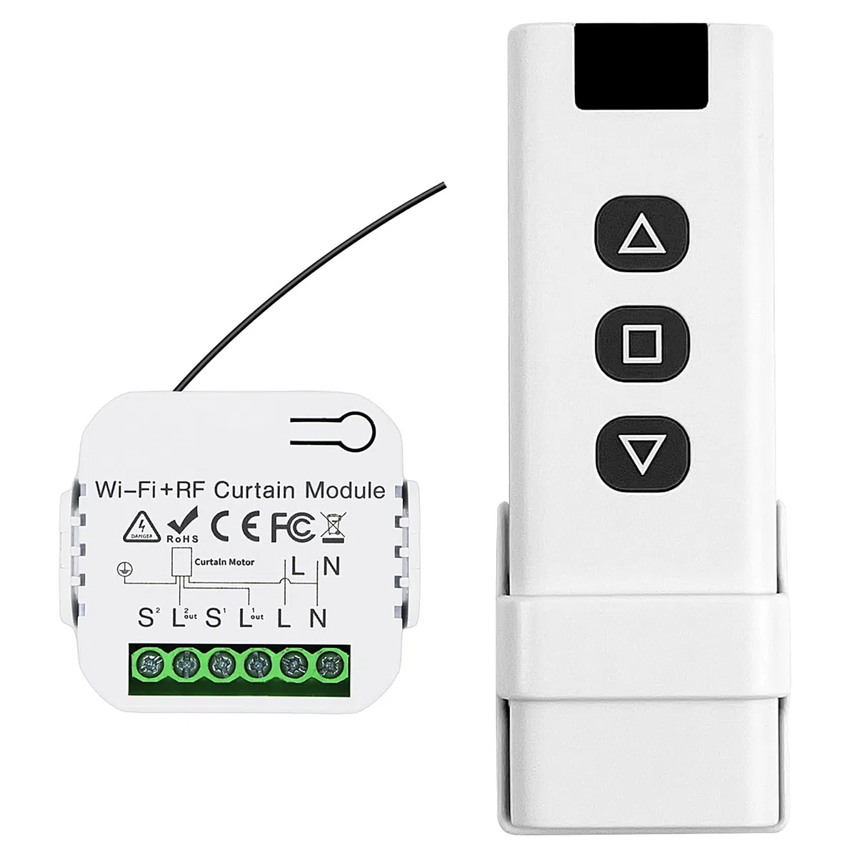 Interruttore Tapparelle WiFi, con Telecomandi RF e Modulo Ricevitore, Controllo Tapparelle Elettriche per Tende e Persiane, 433MHz Modulo Comando Timer, Smart Life Dispositivi