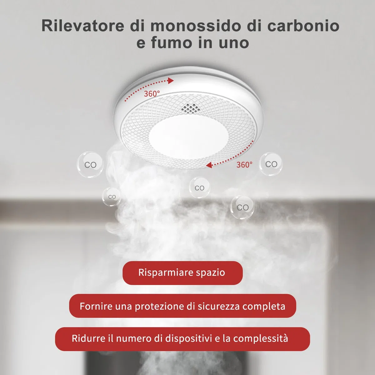 RUNIDUR Rilevatore Combinato di Fumo e CO, Rilevatore di Fumo Autonomo di Monossido di Carbonio, Sensore Accurato con Batteria di 10 Anni, Pulsante di Test, 2 Pezzi…