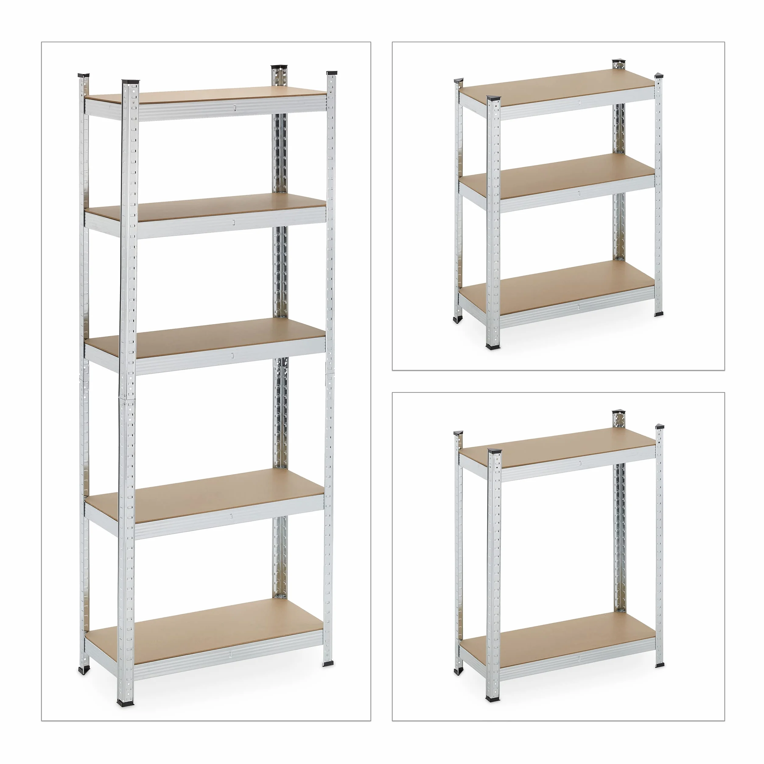 Relaxdays Scaffale in Acciaio, HLP 180 x 70x 30 cm, 5 Ripiani ad Alta Portata 500 kg, per Garage e Cantina, Argentato