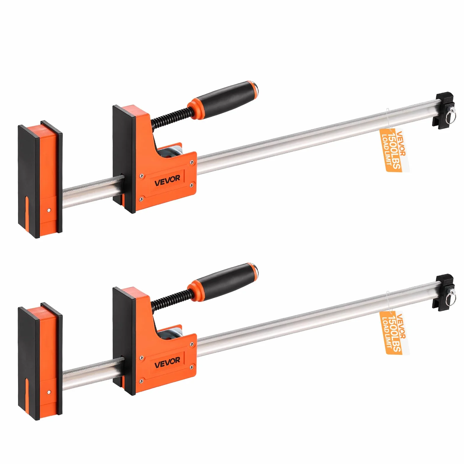 VEVOR Morsetti a Barra per Lavorazione del Legno, 2 Pezzi, Morsetti a F da 60,96 cm con Limite di Carico di 680 kg Pressione Uniforme, Plastica ad Alta Resistenza e Acciaio al Carbonio, Arancione